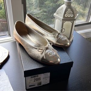 Chanel gold flats